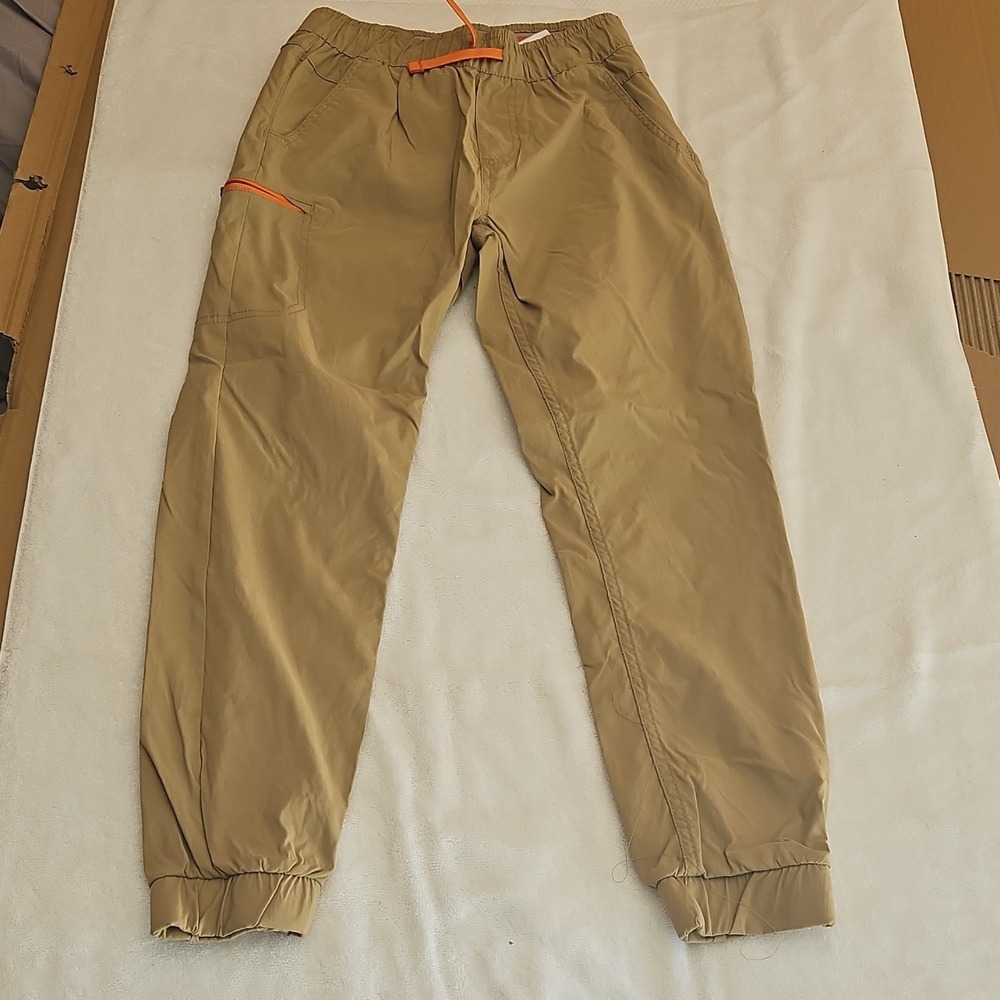 Weatherproof Boys Jogger Pants Beige Orange Nylon Spandex Drawstring